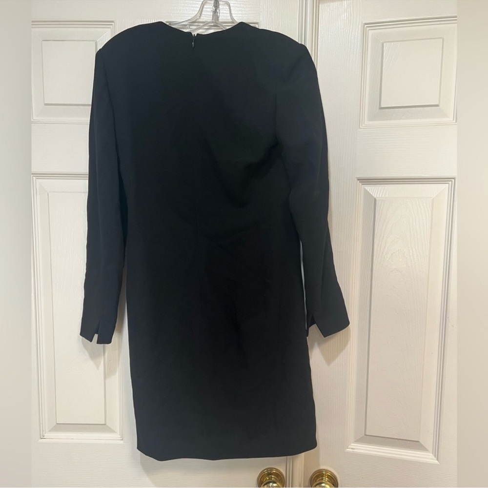 Rare VNTG Celine Black wool Blazer‎ Faux Wrap Dress L Statement Celine logo 38 - Picture 5 of 12